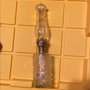 Clear Glass Candle Holder with Silver Base